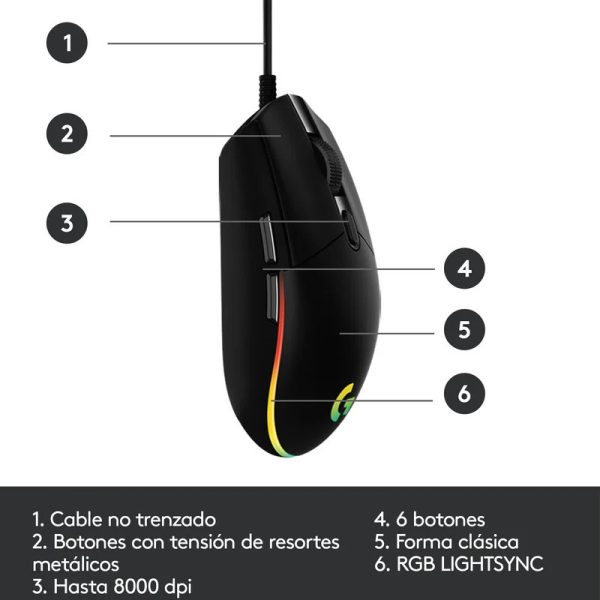 D_755771-7 MOUSE GAMER LOGITECH G203 LIGHTSYNC