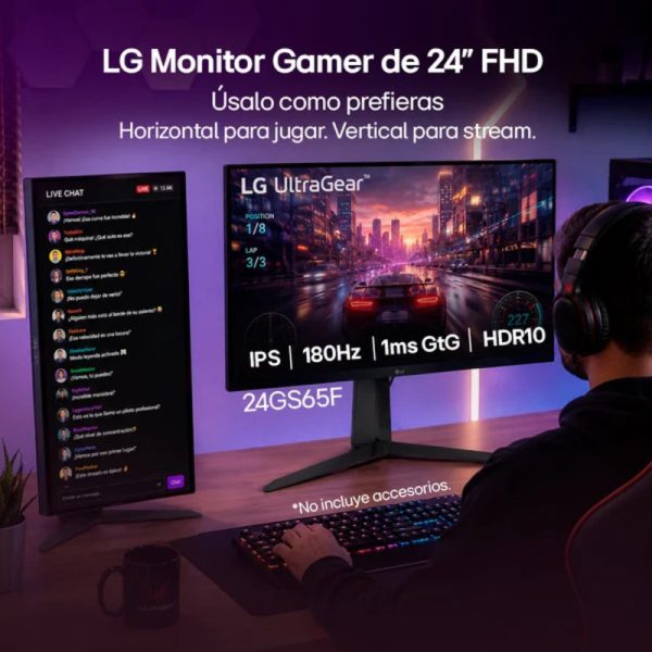 MONITOR GAMER LG ULTRAGEAR 24” FULL HD 180HZ
